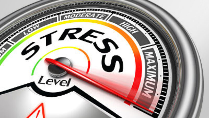 stress level conceptual meter indicating maximum
